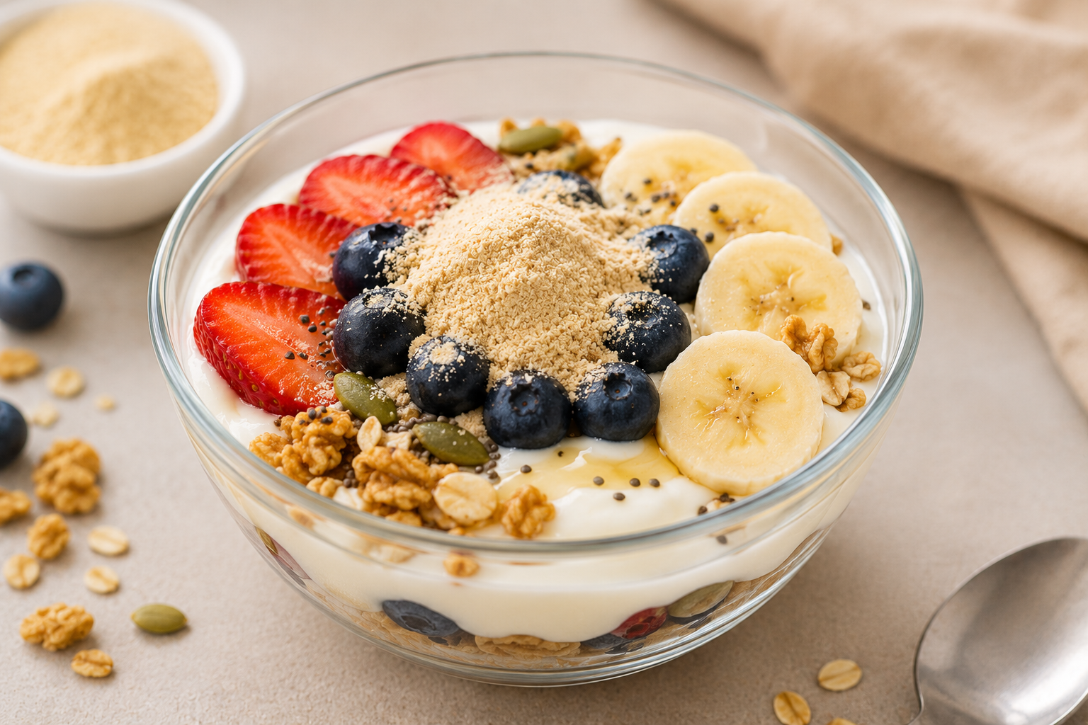 Yogur con baobab y fruta