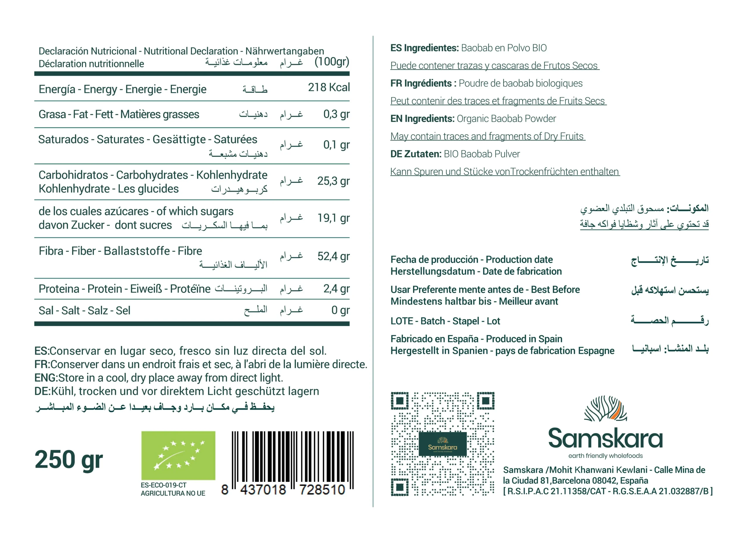 Baobab en polvo BIO 500g – 100% puro y natural, calidad premium - Imagen 2